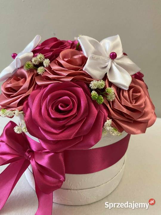 Box róż ze wstążki idealny na prezent śląskie Dąbrowa Górnicza sprzedam