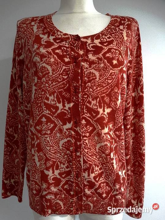 Sweter Kardigan Wełniany 100 Włoska Wełna Merino Rozpinane