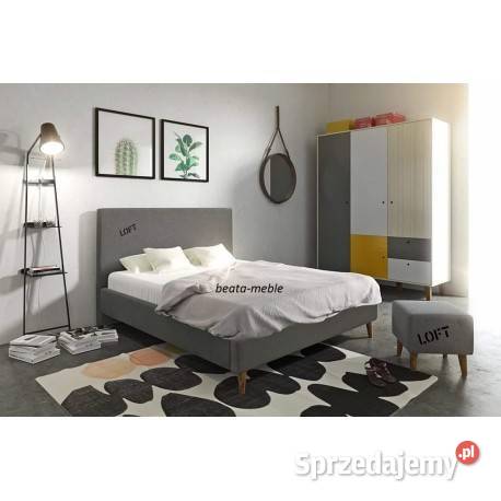 Łózko tapicerowane  - Loft 140/200 ze stelażem