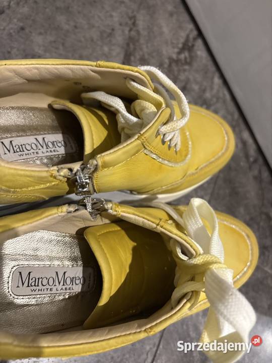 Żółte koturny skórzane Marco Moreo Milano żółte sprzedam