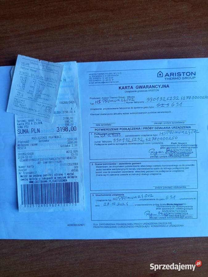 Sprzedam piec gazowy Ariston Instalacje gazowe Częstochowa
