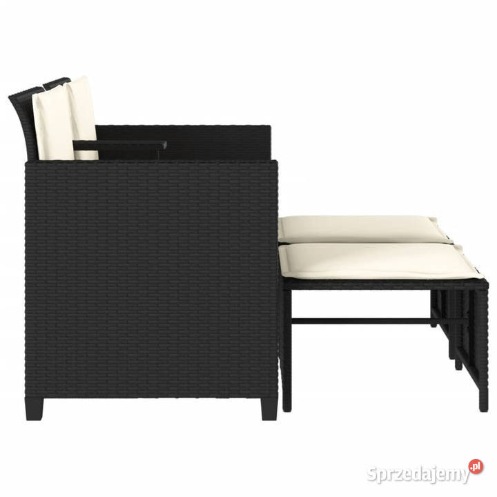 2os sofa ogrodowa ze stolikiem i stołkami czarna Zestawy mebli ogrodowych