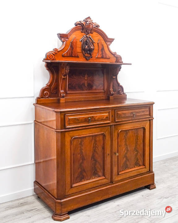 Antyk Zdobiona KOMODA POMOCNIK mahoń komoda wielkopolskie Kalisz