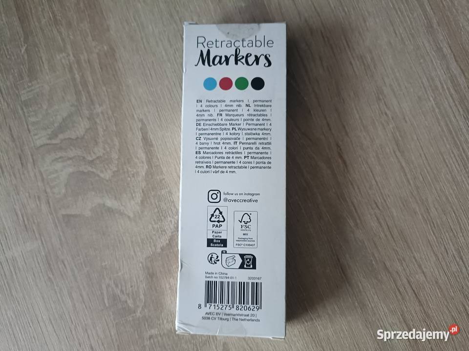 Zestaw 4 kolorowych markerów permanentnych 4mm Kwidzyn sprzedam