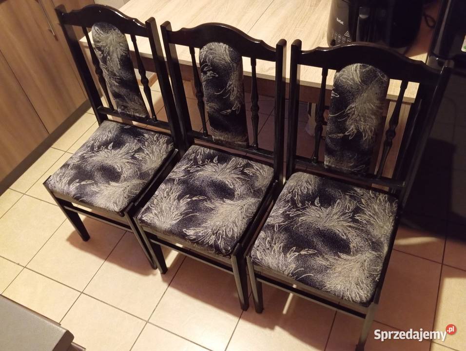 3 krzesła PRL czarne Lublin sprzedam