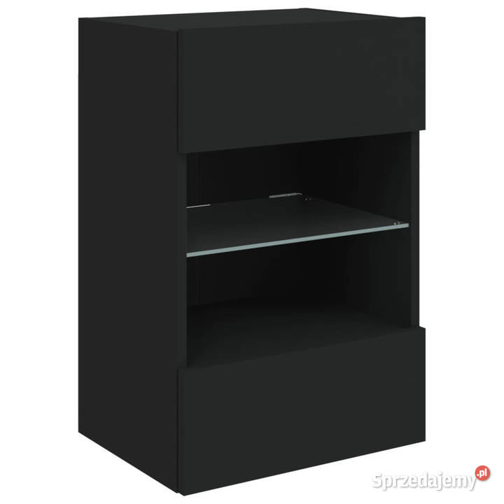 Ścienna szafka TV z LED czarna 40x30x605 mazowieckie Warszawa