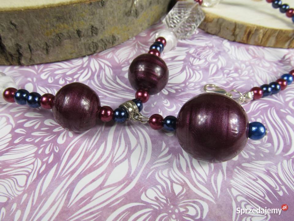 Naszyjnik biały fioletowy granatowy niebieski Naszyjniki Katowice