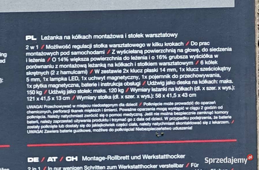 Parkside performance leżanka warsztatowa 2w1 z Kraków