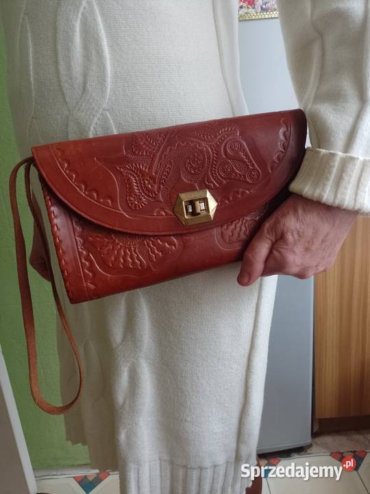 Real Leather Skórzana torebka do ręki kopertówka Kraków sprzedam