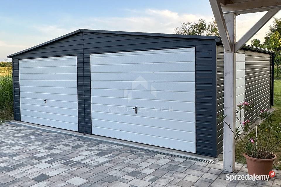 Garaż Blaszany 75x6m 2x Brama uchylna Anytracyt Ogród Kłodzko