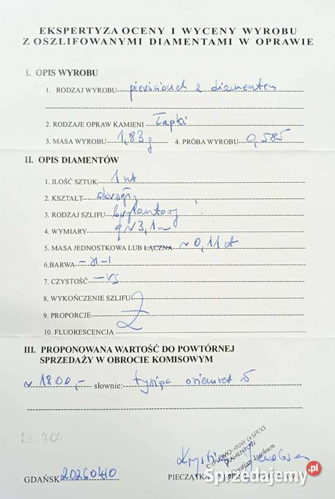 Złoty Pierścionek z Diamentem pr 585 183g R18 Pierścionki warmińsko-mazurskie Elbląg