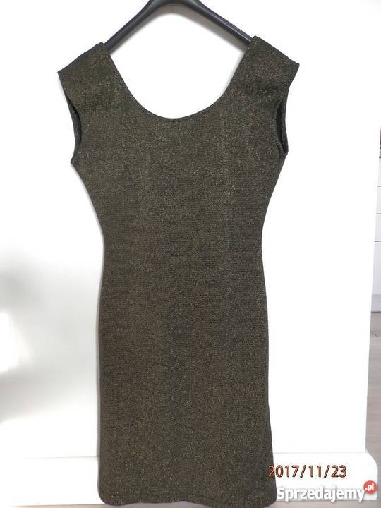 Sukienka Złota Dopasowana Ołówkowa Wieczorowa podlaskie