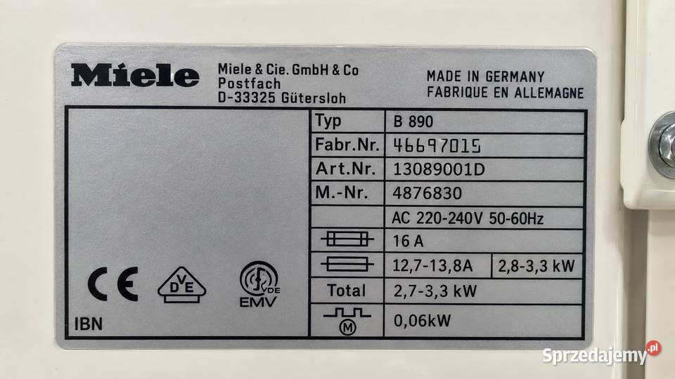MIELE B 890 MAGIEL ELEKTRYCZNY PREMIUM wolnostojące Kalety