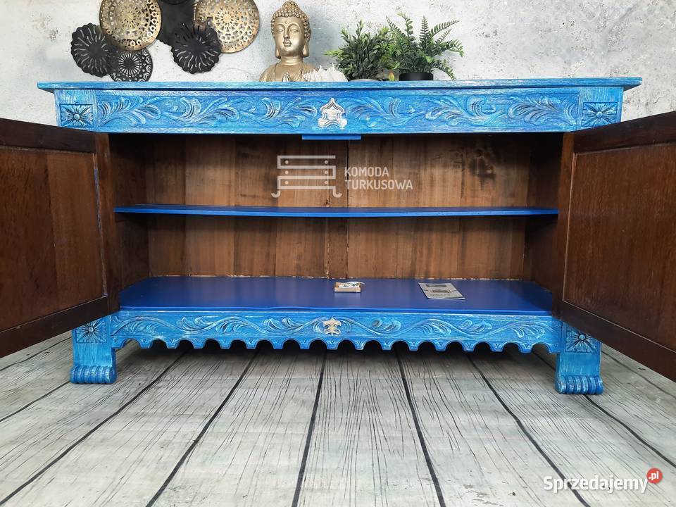Komoda dębowa indyjska rzeźbiona VINTAGE Warszawa