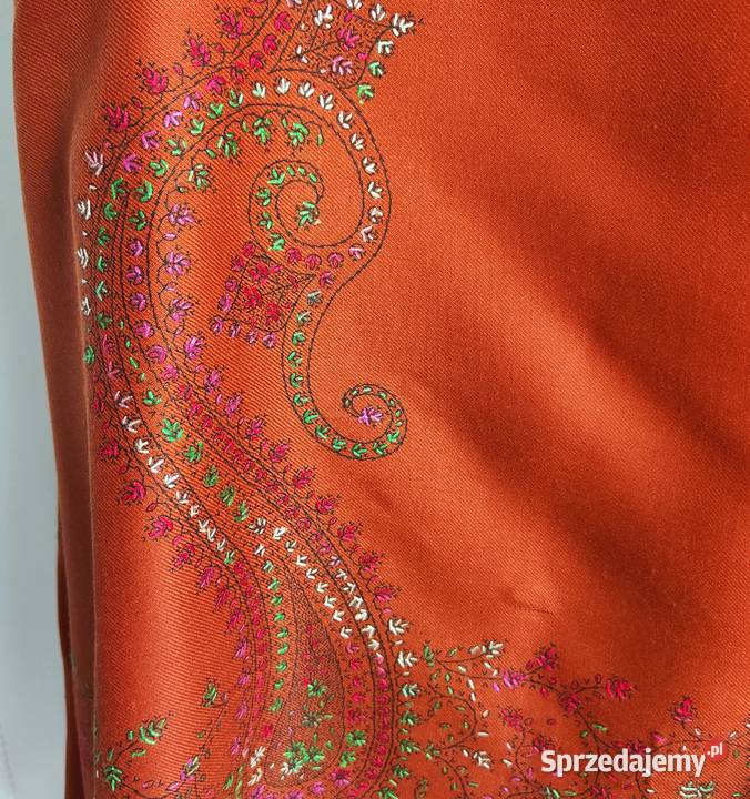 Duży szal orientalny indyjski haftowany haft Pozostałe sprzedam