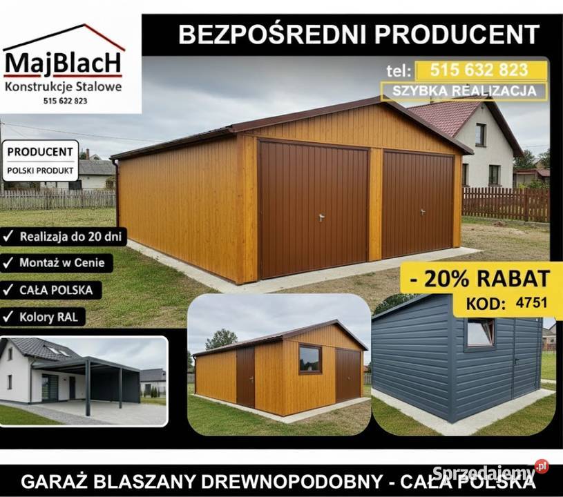 Wysoki Garaż Blaszany Ocynkowany Magazyn opolskie Krapkowice