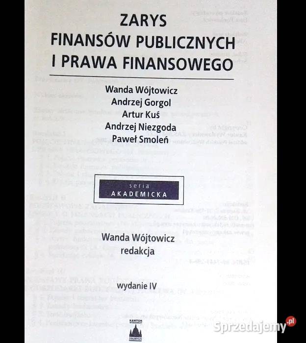 Zarys finansów publicznych i prawa finansowego W Rok wydania 2005 Chełm
