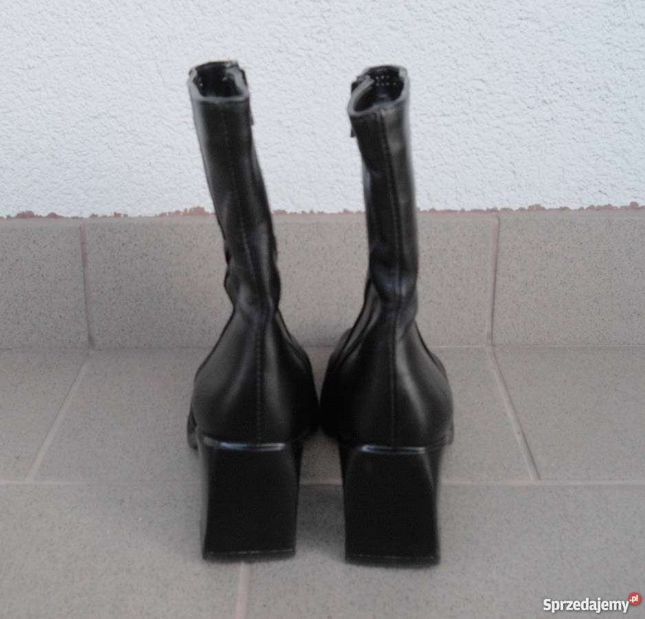 Skórzane BOTKI Kozaki 100 Skóra Miś Zamek Obcas 24cm Łęczna