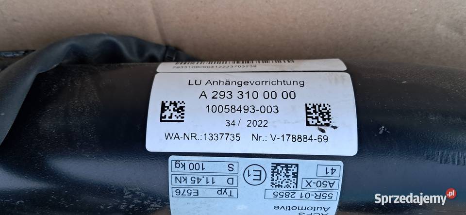 MERCEDES EQC HAK HOLOWNICZY BELKA KULA WIĄZKA Trzciel sprzedam