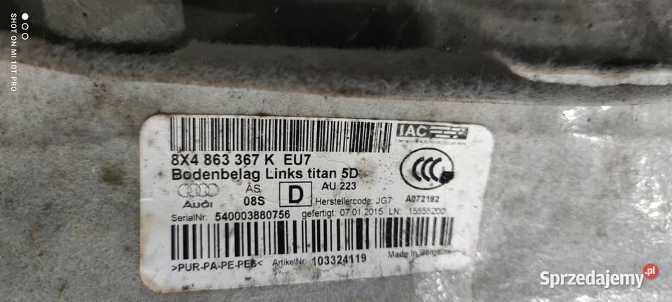 DYWAN WYKŁADZINA AUDI A1 5DRZWI 8X4863367K EU7 Tapicerki samochodowe