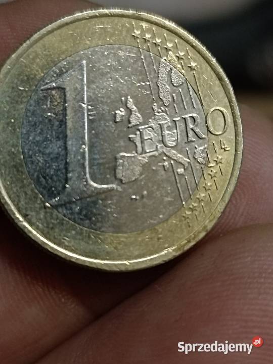 Stare Używane I Zużyte Monety 1 Euro €. Moneta Europejskiej Waluty