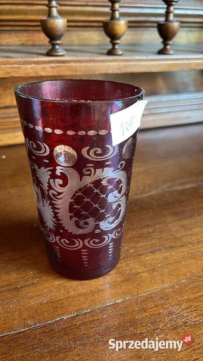 Rubinowy kielich Ręcznie szlifowany Bohemia Z