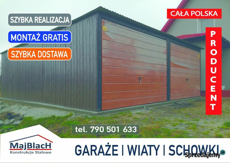 Garaż Blaszany CIEMNY BRĄZ 2xBrama TANIE Garaże Stalowa Wola