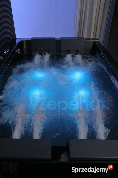 Wirujące dysze Czarna wanna z hydromasażem