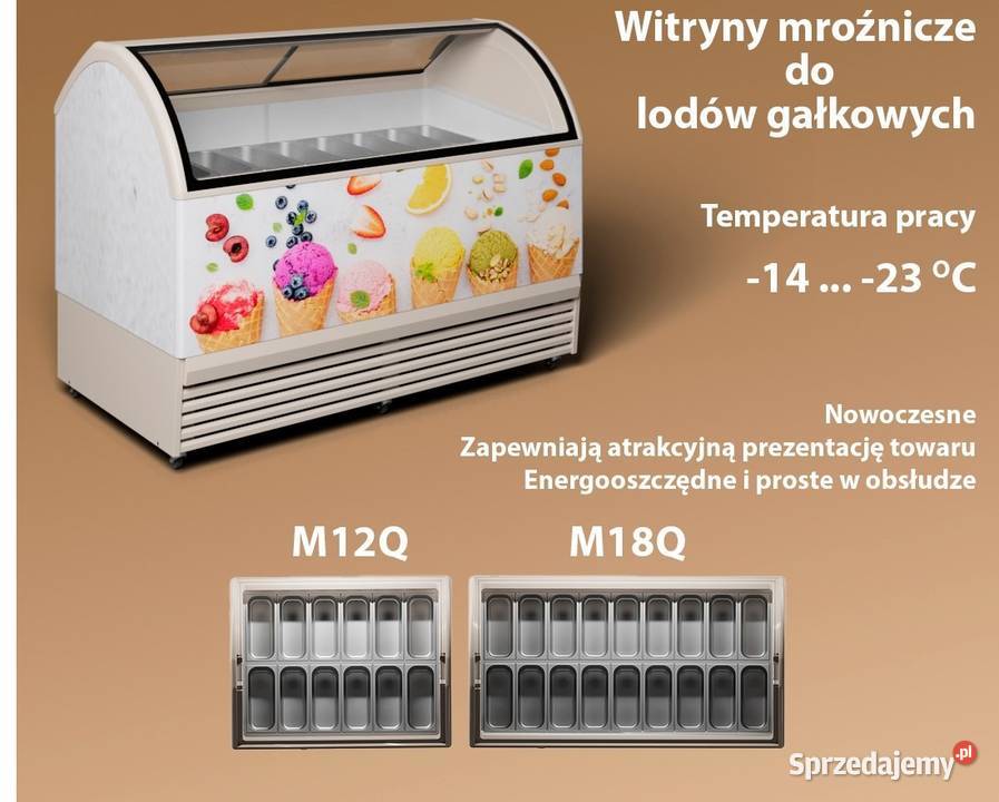 NOWA zamrażarka do lodów nadstawka 4 kuwety Łódź