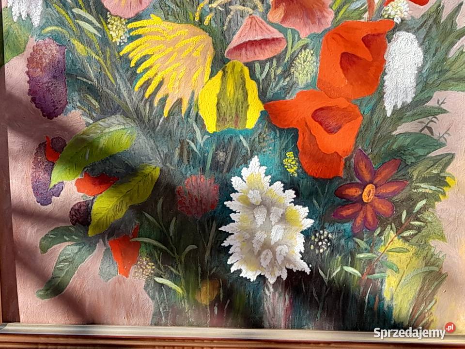 Martwa natura Bukiet kwiatów olejny złota rama Iłża