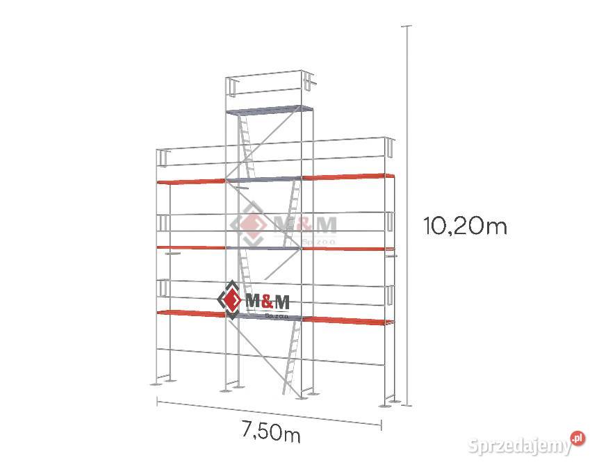 Rusztowanie elewacyjne na szczyt 665m2 75x102m Rusztowania Stare Siołkowice sprzedam