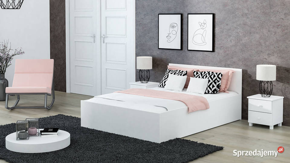 Łóżko DM1 90x200 w kolorach: białe, sonoma + materac