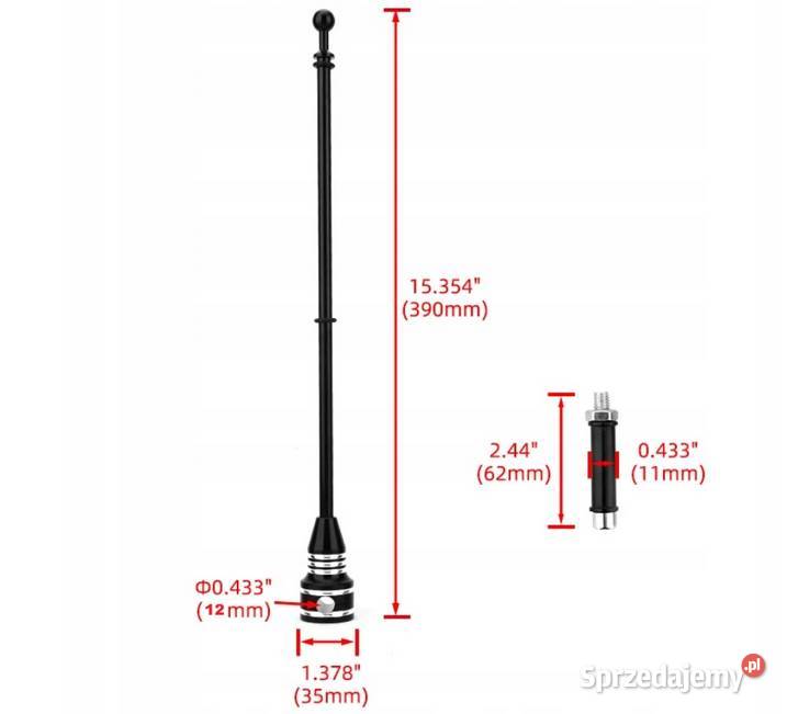 Maszt motocyklowy czarny z flagą Polski Sosnowiec