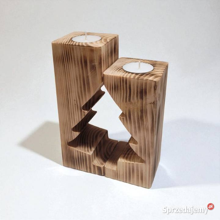 Drewniany Świecznik Świąteczy Choinka śląskie Bielsko-Biała