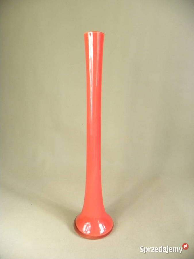 Szklany wysoki flakon wazon czerwony czerwony Legnica