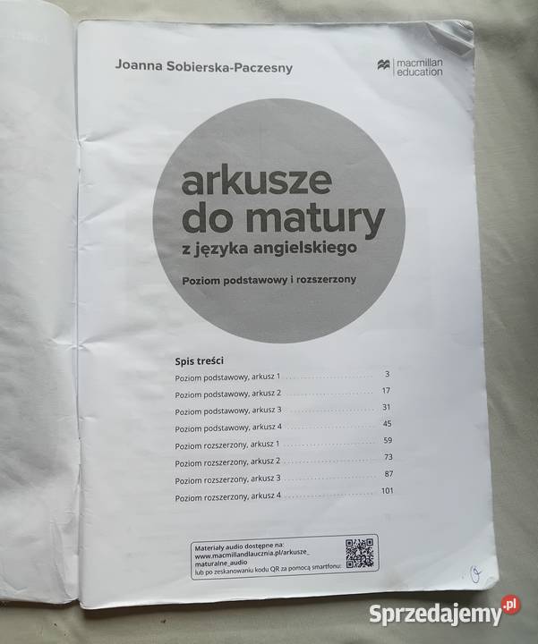 Joanna SobierskaPaczesny Matura 2025 Arkusze do Koźminek