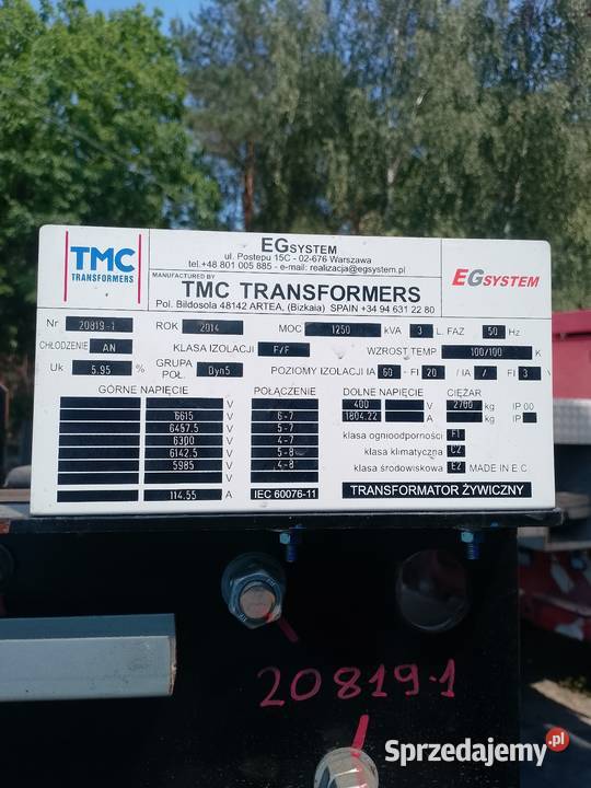 Transformator nieużywany np do agregatu EG TMC Pozostałe kujawsko-pomorskie