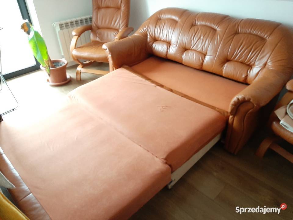 Skórzana sofa 3 osob z funkcja spania plus 2 Wieliczka