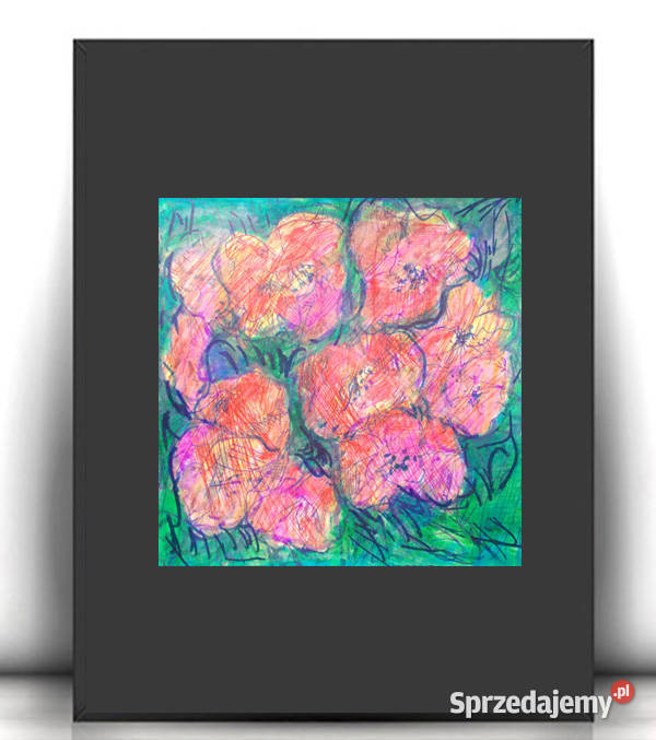kwiatki obrazek A4 boho rysunek 21x30 grafika na podkarpackie