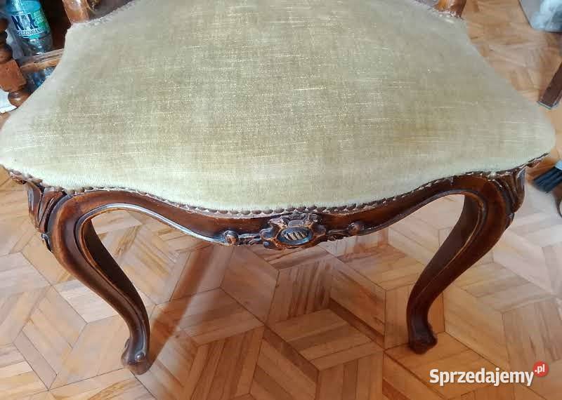 Stół okrągły rozkładany krzesła antyk Meble mazowieckie Biała