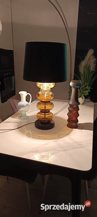 Duża miodowa jednopunktowa szklana lampa Chorzów