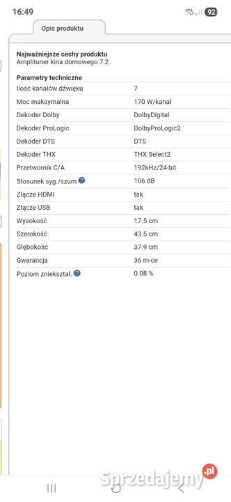 Sprzedam aplituner onkyo tx708 Malbork