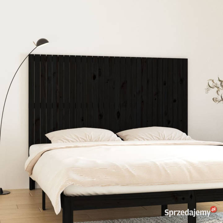 Wezgłowie łóżka czarne 185x3x110 lite drewno Warszawa