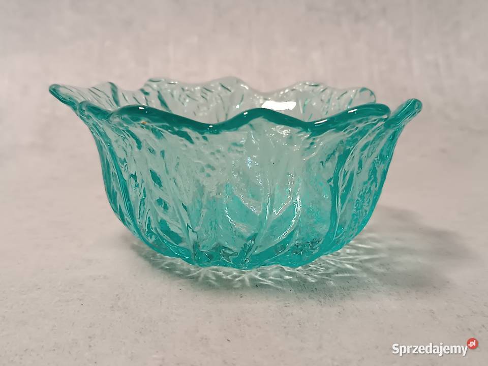Turkusowa Szklana Cukiernica Cukierniczka Dobrzany