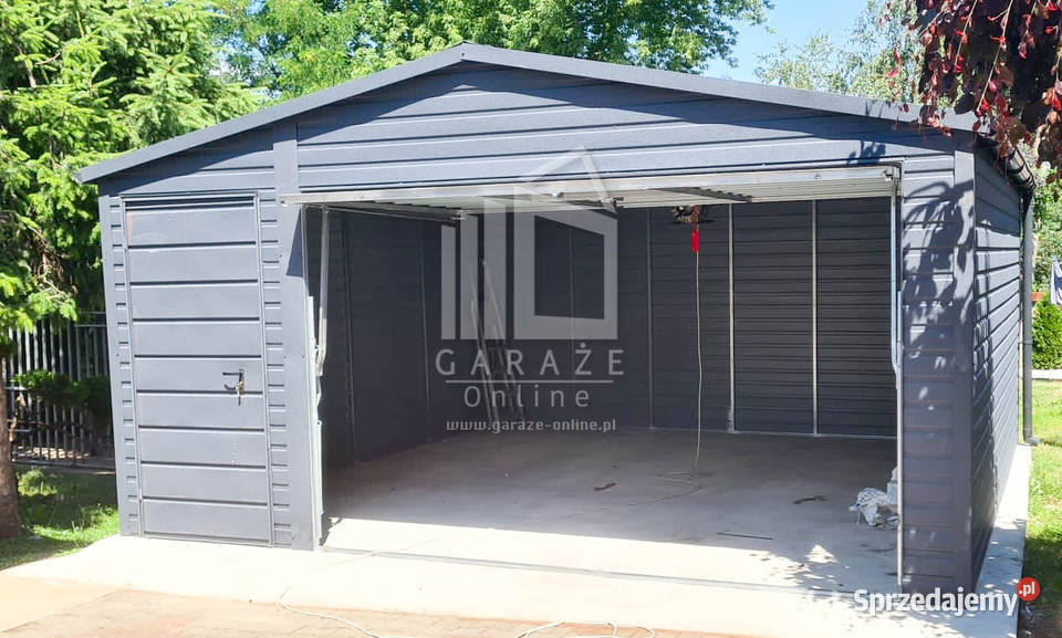 GARAŻ BLASZANY 4m x 5m Brama uchylna rynny Nowy Dwór Mazowiecki
