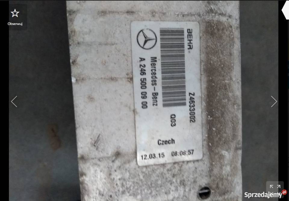 Intercooler Mercedes w246 w176 cla gla diesel podkarpackie Pilzno sprzedam