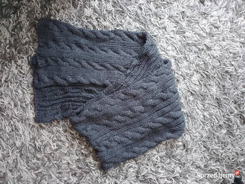 Duży szal szalik damski szary Chrzanów