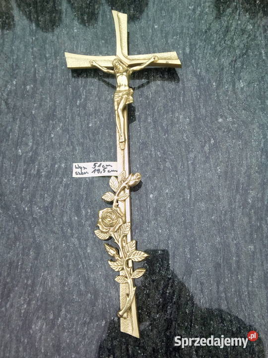 Krzyż złoty z wizerunkiem z różą Strzegowo