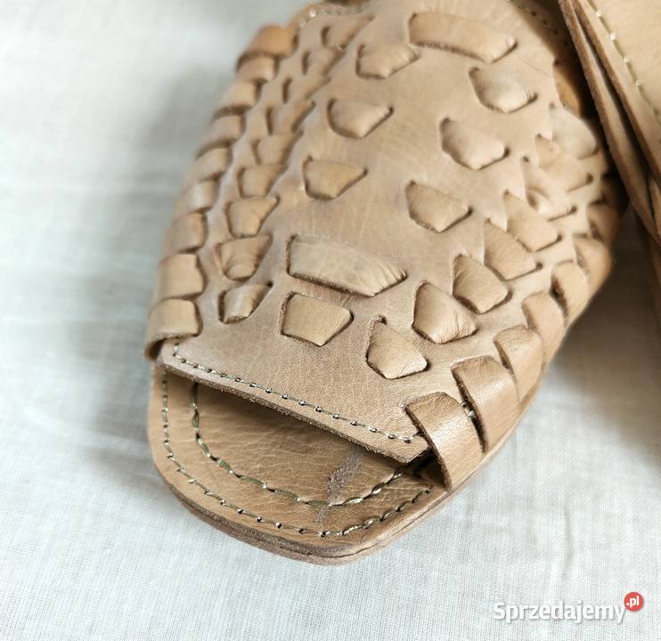 Beżowe skórzane buty sandały retro paski 39 inna Moda i Styl Szczecin
