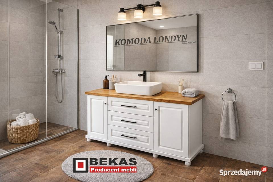 ŁAZIENKA KOMODA Londyn 2D3s TURKUS Blat Dąb Góra Kalwaria